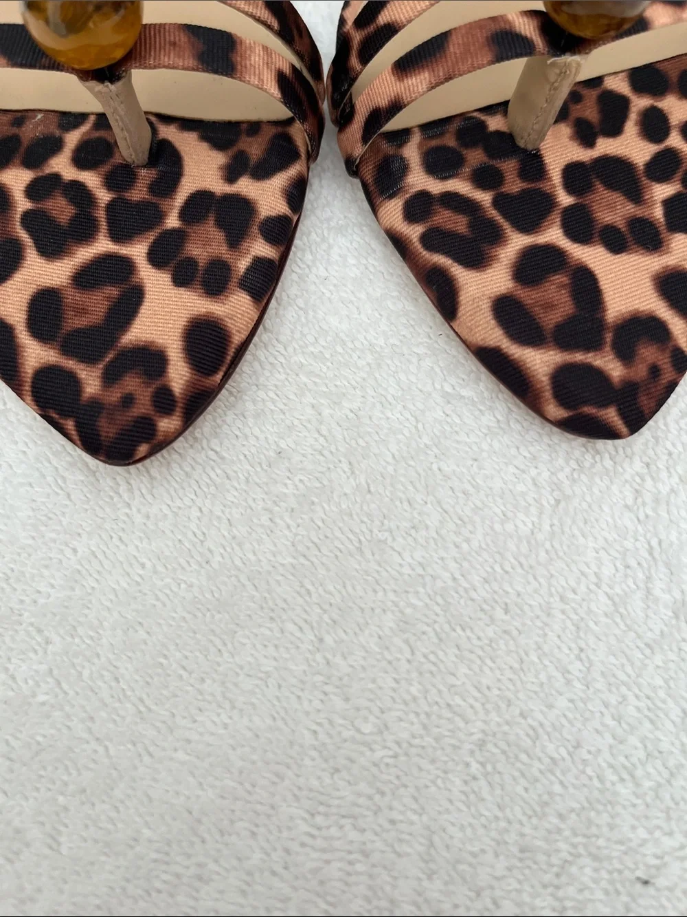 ANTONIO MELANI Leopard-Print Slingback Heels with Bead Accent - Brown/Black